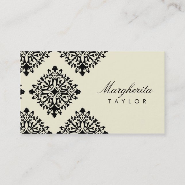 311 Margherita Cream et Blanc Damask Visitenkarte (Vorderseite)