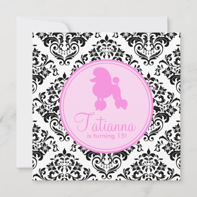 311 Miss Priss Poodle Einladung (Vorderseite)