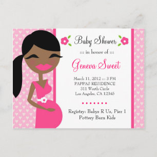 311 Mommy to be African American Pink Einladungspostkarte