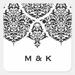 311 Mon Cherie Damask Black Vielen Dank Quadratischer Aufkleber
