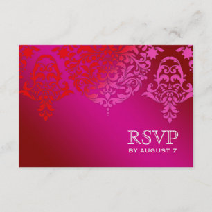 311 Mon Cherie Damask Plum Aqua RSVP Karte