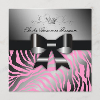 311-Night Zebra Shimmer Black Bow Pink| Süß 16 Einladung