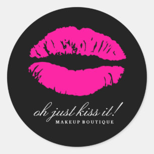 311-Oh, Küss es einfach! Hott Pink   Schwarz Runder Aufkleber