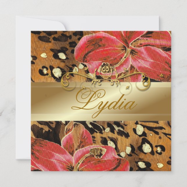 311 Orange Wild Tiger Lily Golden Metallic Einladung (Vorderseite)