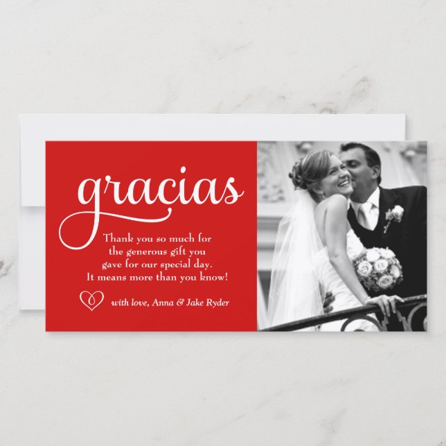 311 Ornate Gracias Carte photo Coeur rouge (Devant)