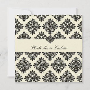 311-Phoebe Cream & Black Damask Einladung