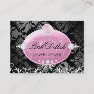 311-Pink Delish Monogramm   Noir 3,5 x 2,5 Visitenkarte