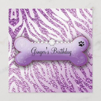 311 Posh Pooch Lila Geburtstag Einladung Zebra