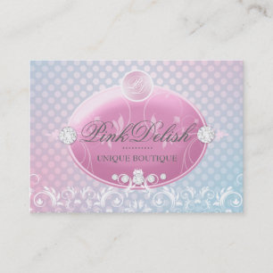 311 rosa Delish Monogramm-Tupfen 3,5 x 2,5 Visitenkarte