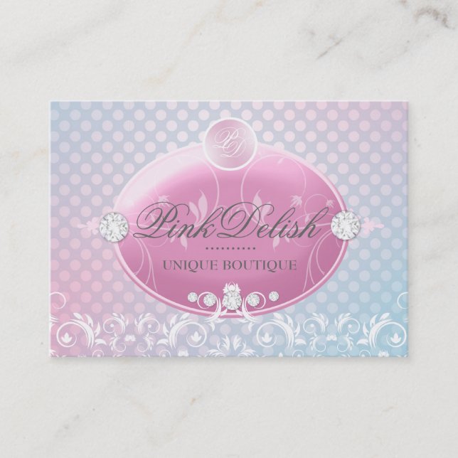 311 rosa Delish Monogramm-Tupfen 3,5 x 2,5 Visitenkarte (Vorderseite)