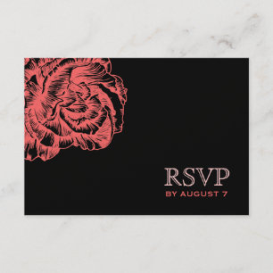 311 Ruffled Peony Coral Melon & Black RSVP Karte