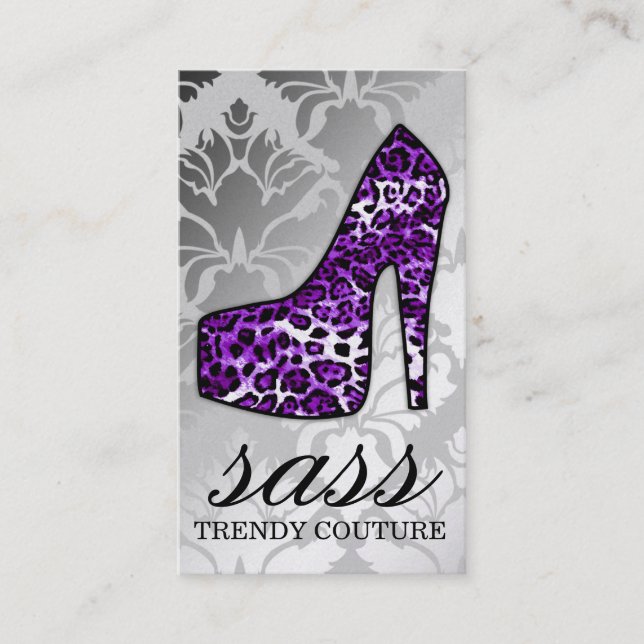 311 Sass-heiße lila Leopard-Ferse Visitenkarte (Vorderseite)