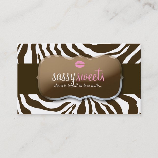 311 Sassy Süßigkeiten Zebra Visitenkarte (Vorderseite)