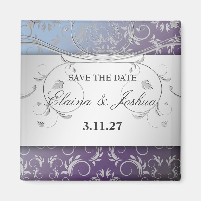 311-Silver Divine Hydrangea Save the Date Magnet (Vorne)