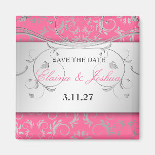 311-Silver Divine   Lustiges Rosa Save the Date Magnet