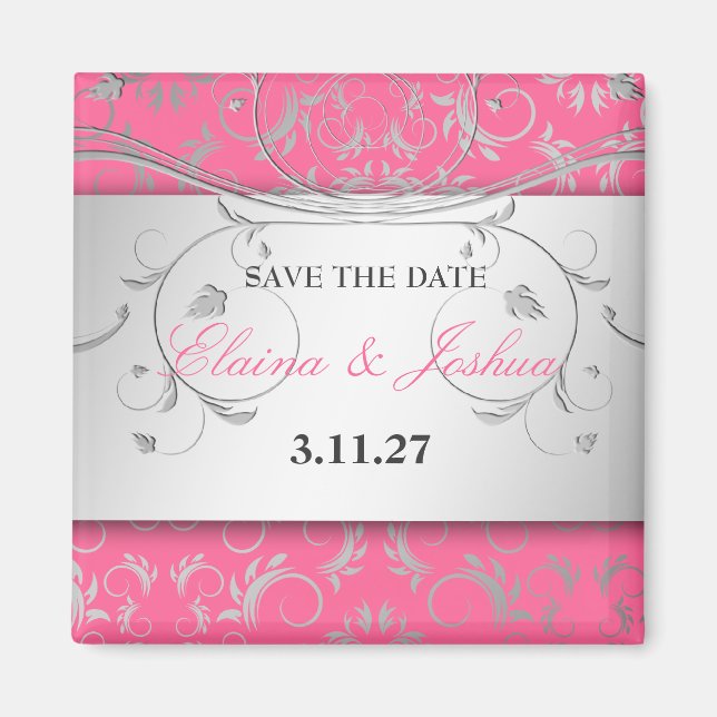 311-Silver Divine | Lustiges Rosa Save the Date Magnet (Vorne)