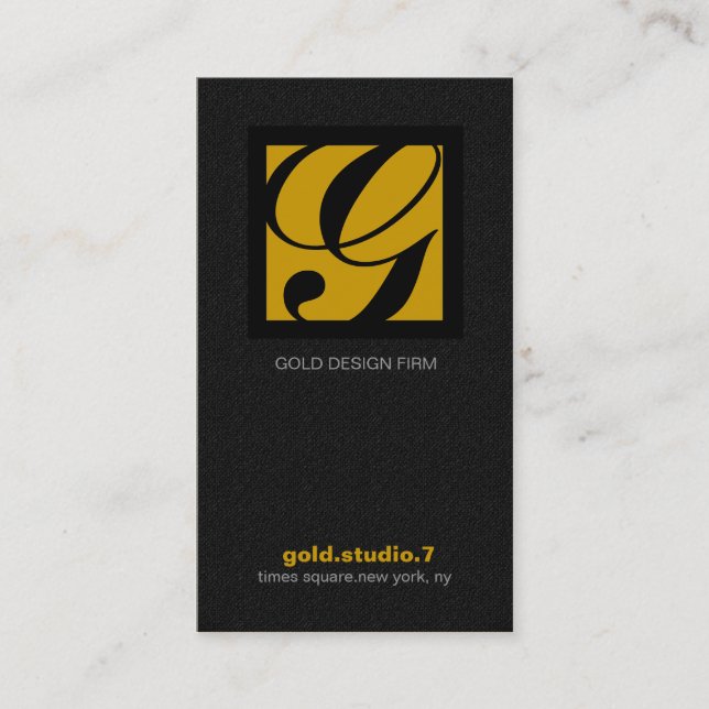 311-SIMPLY QUADRATISCHES MONOGRAMM TEXTURE-GOLD VISITENKARTE (Vorderseite)