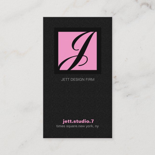 311-SIMPLY QUADRATISCHES MONOGRAMM TEXTURE-PINK VISITENKARTE (Vorderseite)