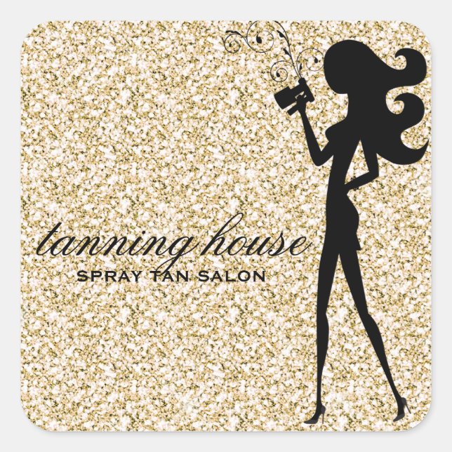 311 Spray Tan Fashionista Silhouette Imitate Gold Quadratischer Aufkleber (Vorderseite)