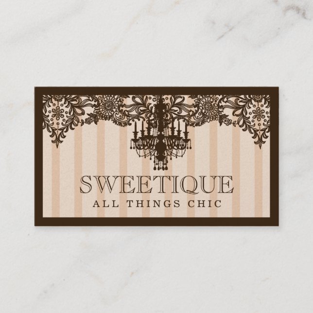 311 Sweetique Brown Creme u. Espresso-Leuchter Visitenkarte (Vorderseite)