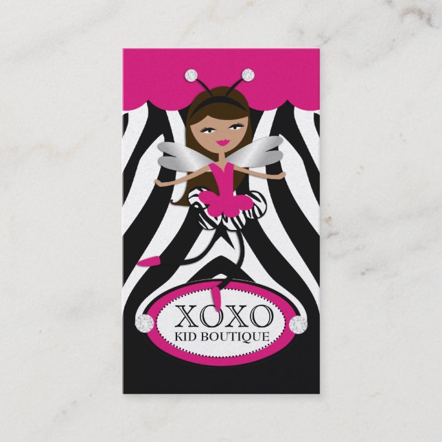 311 Trendy Little Dancer Pink Awning Zebra Pearl Visitenkarte (Vorderseite)