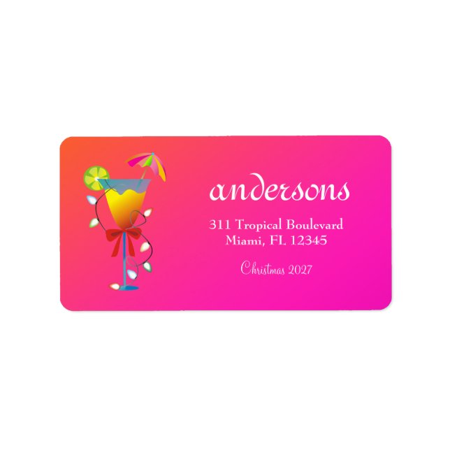 311 Tropical Paradise Christmas Wild Sunset Adressaufkleber (Vorne)
