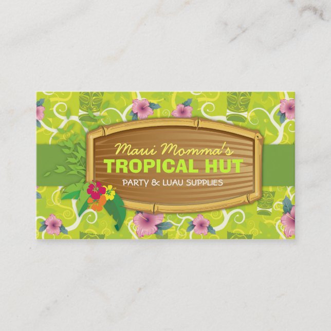 311-Tropical Tiki - carte de visite de vert de (Devant)