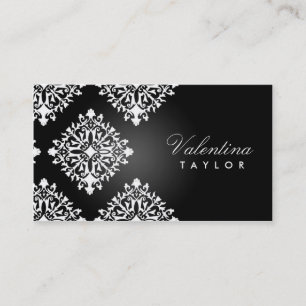 311 Valentina Noir und Blanc Damast Visitenkarte
