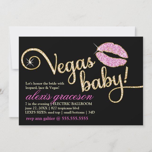 311 Vegas Baby Sparkle Kiss Metallic Einladung (Vorderseite)