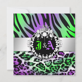 311 Zebra-LeoTique Diamonds Kiss Duo Friend Party Einladung