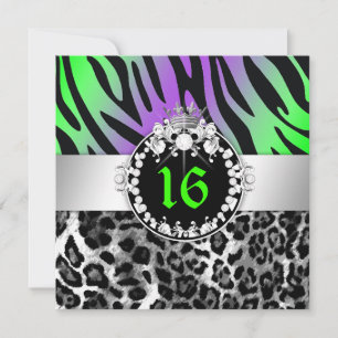 311 Zebra-LeoTique Diamonds n' Kisses Sweet 16 Einladung