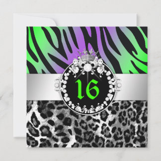 311 Zebra-LeoTique Diamonds n' Kisses Sweet 16 Einladung