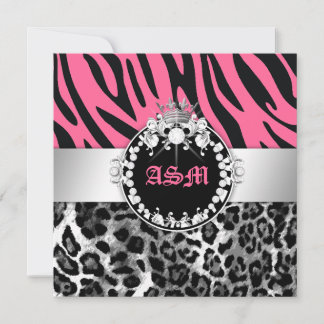 311-Zebra-LeoTique Diamonds n' Kisses Sweet 16 Einladung