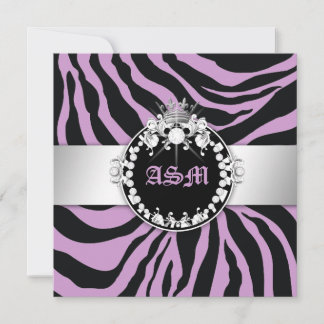 311-Zebra-Tique Diamonds n' Kisses Sweet 16 Lila Einladung