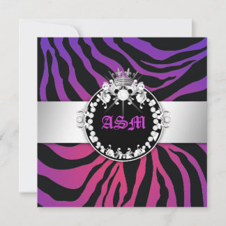 311-Zebra-Tique Diamonds n' Kisses Sweet 16 P Radi Einladung