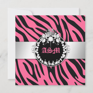 311-Zebra-Tique Diamonds n' Kisses Sweet 16 Rosa 2 Einladung