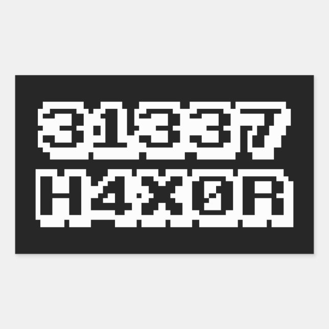 31337 H4X0R RECHTECKIGER AUFKLEBER (Vorderseite)