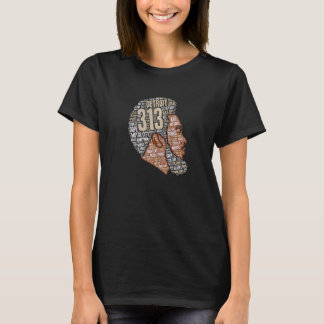 313 Area Code Detroit Black Man Vatertag T-Shirt