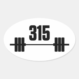 315 lbs. Barbell-Aufkleber Ovaler Aufkleber