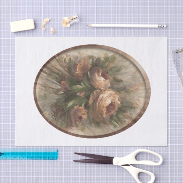 315 Rosen oval Seidenpapier (Handwerk)