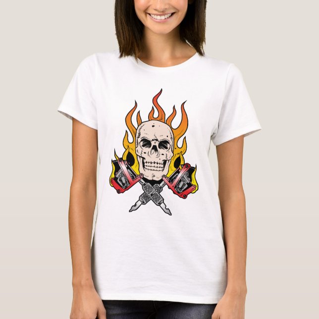318 Flammenschädel Tattoo T-Shirt (Vorderseite)