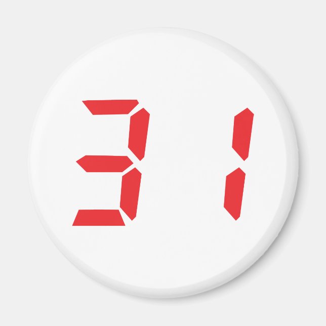 31 einunddreißig rote Wecker digitale Nummer Magnet (Vorne)