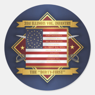 31. Freiwillige Infanterie Illinois Runder Aufkleber