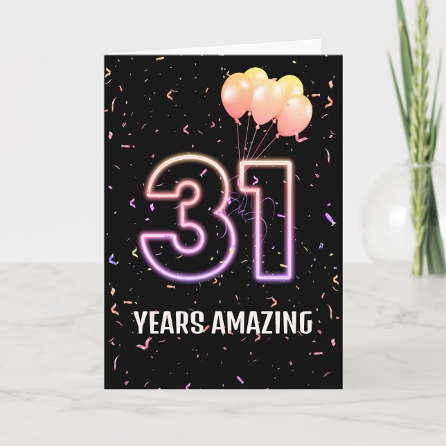 31. Geburtstag Ballons und Confetti Karte (Vorderseite)