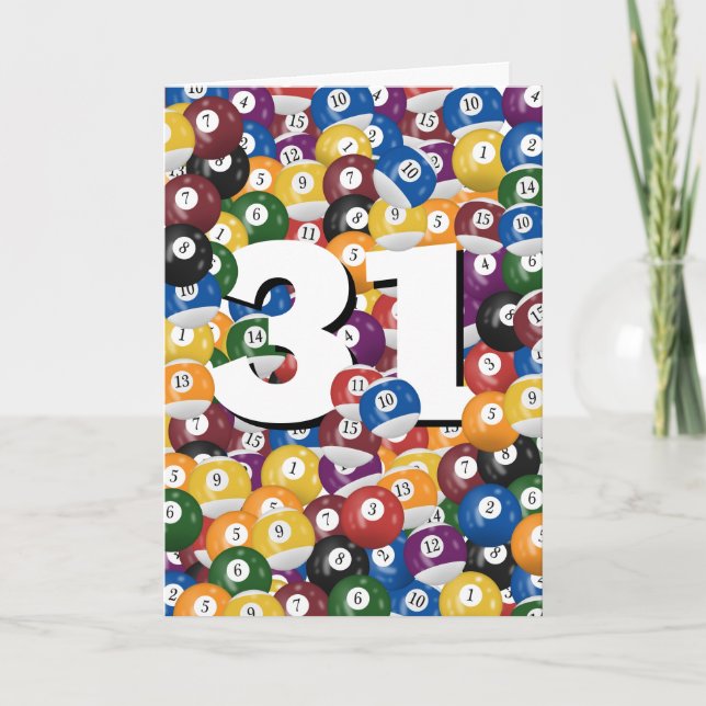 31. Geburtstag Billiard Balls Karte (Vorderseite)