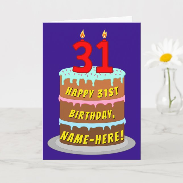 31. Geburtstag: Fun Cake and Candles + Individuell Karte (Kleine Pflanze)