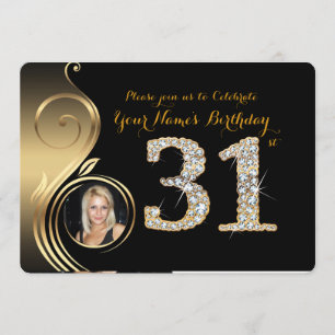 31., Geburtstags-Einladung, Zahl-Diamant, Foto 2 Einladung