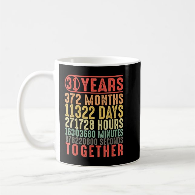 31 Jahr 31. Hochzeit Jubiläum Geschenke für Sie Kaffeetasse (Links)