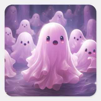31. Oktober Glückliches Halloween Niedlich Pink Ge Quadratischer Aufkleber