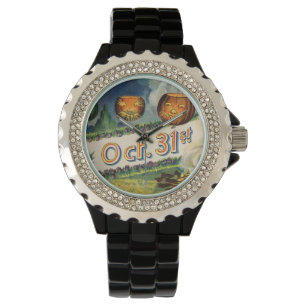 31. Oktober Kürbislaterne Vintages Halloween Armbanduhr